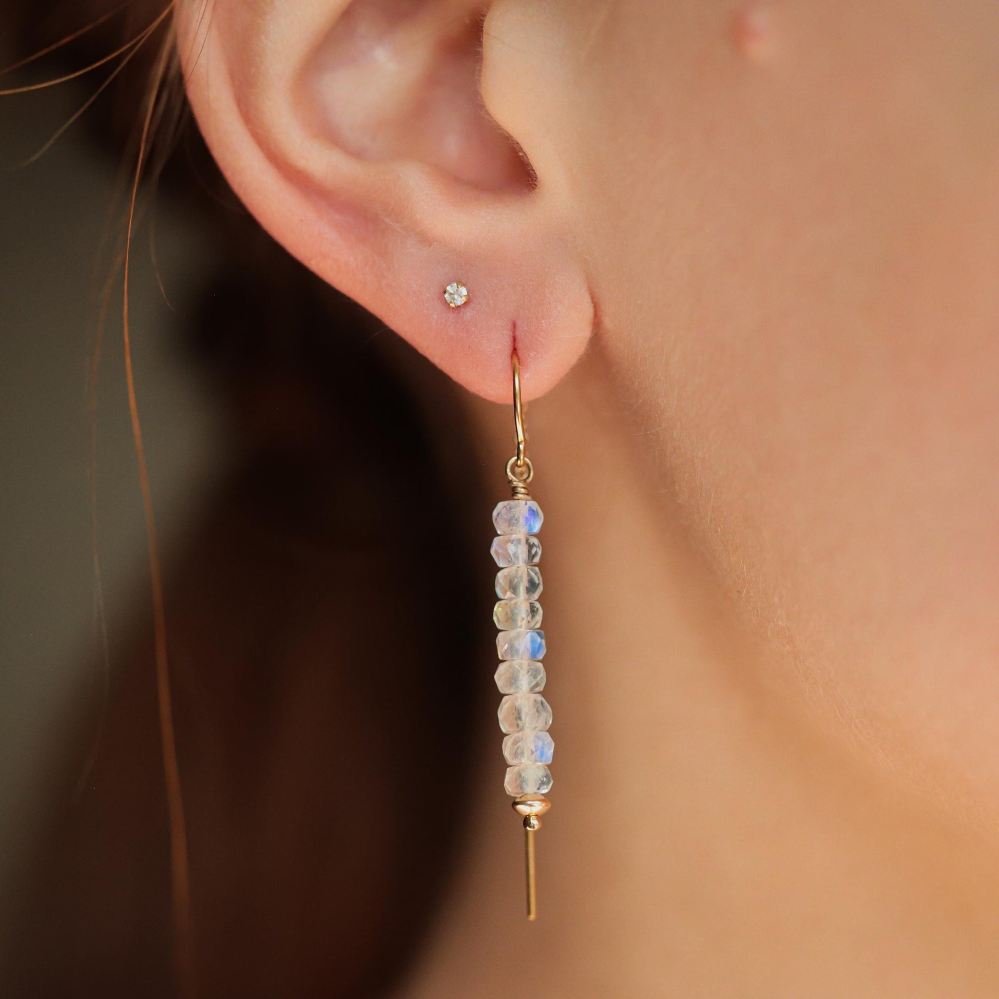 Rainbow Moonstone Threaders - 14K Gold Filled