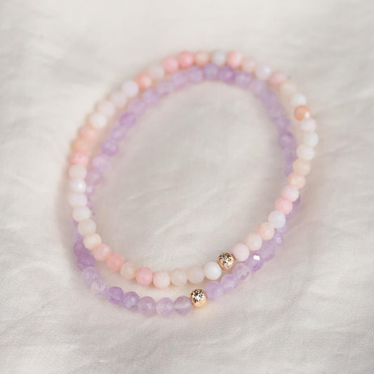 14K GOLD lavender amethyst Bracelet | dainty amethyst beaded bracelet | [EBLM1098] amethyst stretch | February birthstone | amethyst