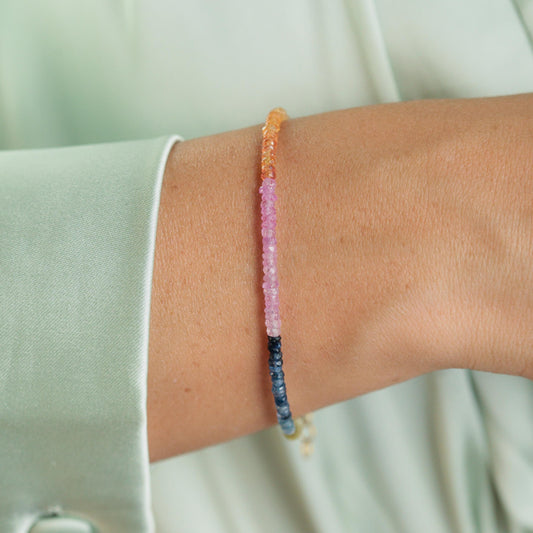 Multi Sapphire Rainbow Bracelet - 14K gold filled