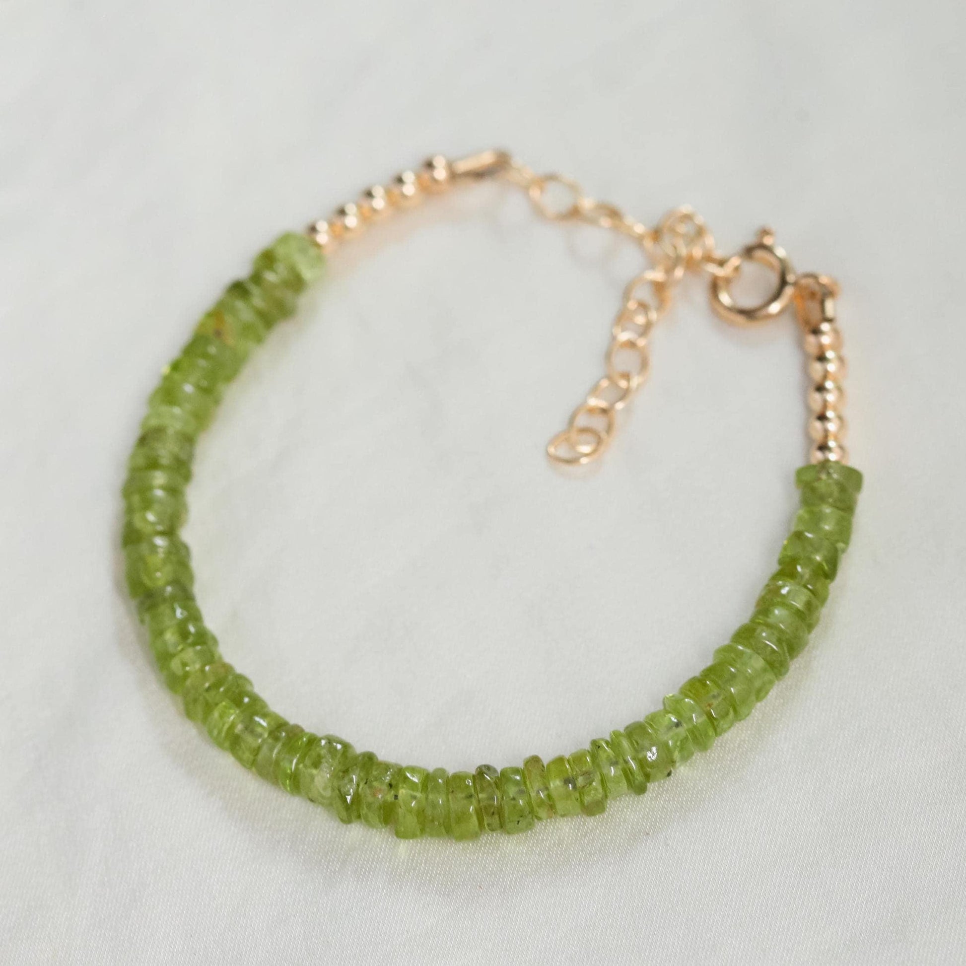 Last oneSmooth peridot rondel bracelet | Peridot bracelet | Dainty peridot bracelet | [EBPL1528] August birthstone jewelry | Natural peridot