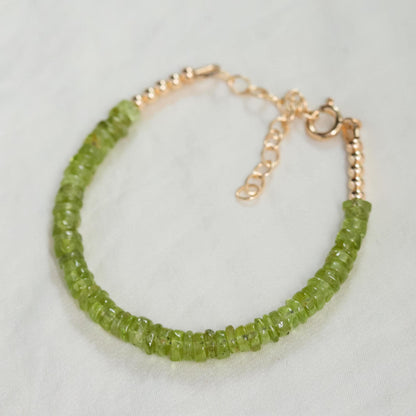 Last oneSmooth peridot rondel bracelet | Peridot bracelet | Dainty peridot bracelet | [EBPL1528] August birthstone jewelry | Natural peridot