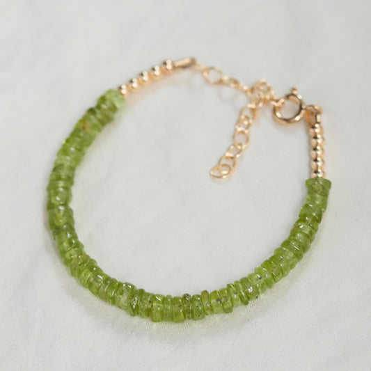 Last oneSmooth peridot rondel bracelet | Peridot bracelet | Dainty peridot bracelet | [EBPL1528] August birthstone jewelry | Natural peridot