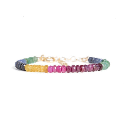 Multi Sapphire Bracelet-Ruby Emerald - 14K
