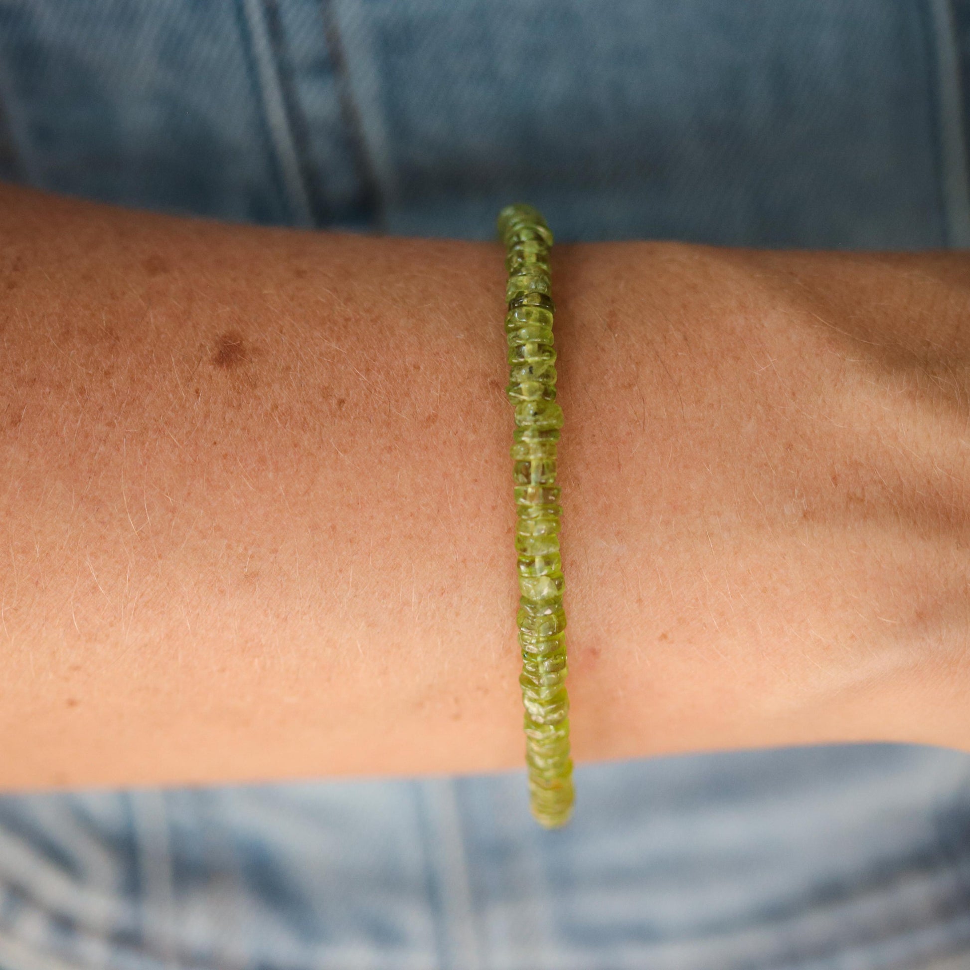 Last oneSmooth peridot rondel bracelet | Peridot bracelet | Dainty peridot bracelet | [EBPL1528] August birthstone jewelry | Natural peridot