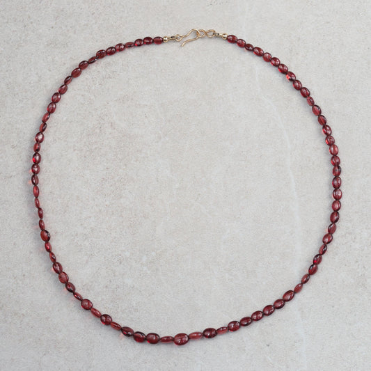 Garnet Oval Necklace - 14K