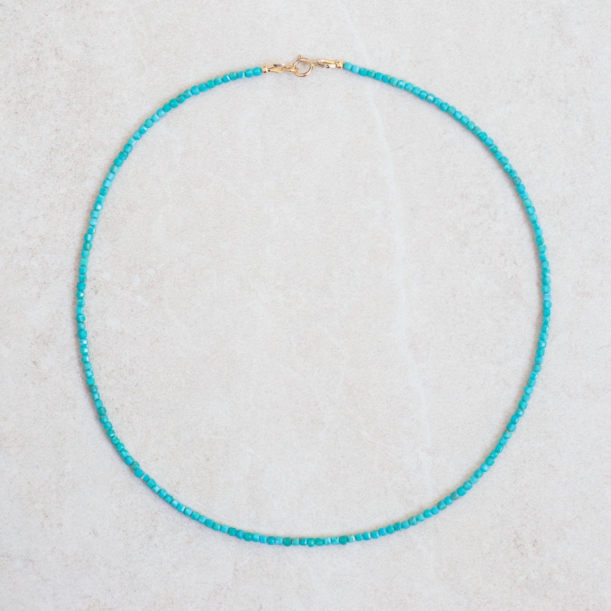 Turquoise Cube Necklace - 14K