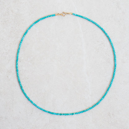 Turquoise Cube Necklace - 14K