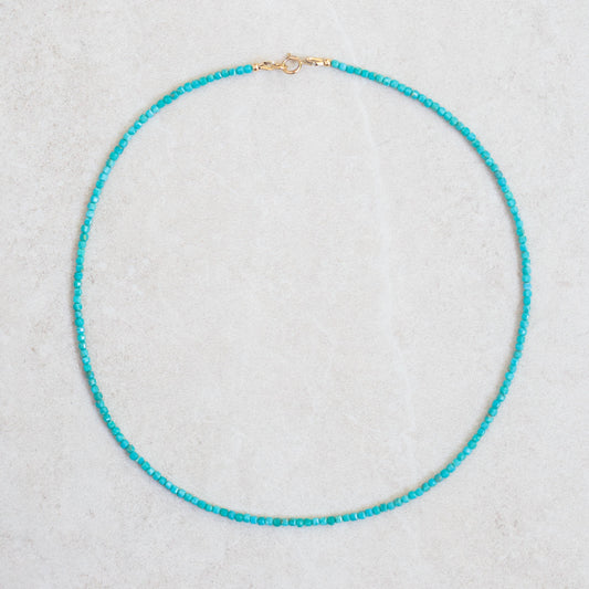 Turquoise Cube Necklace - 14K