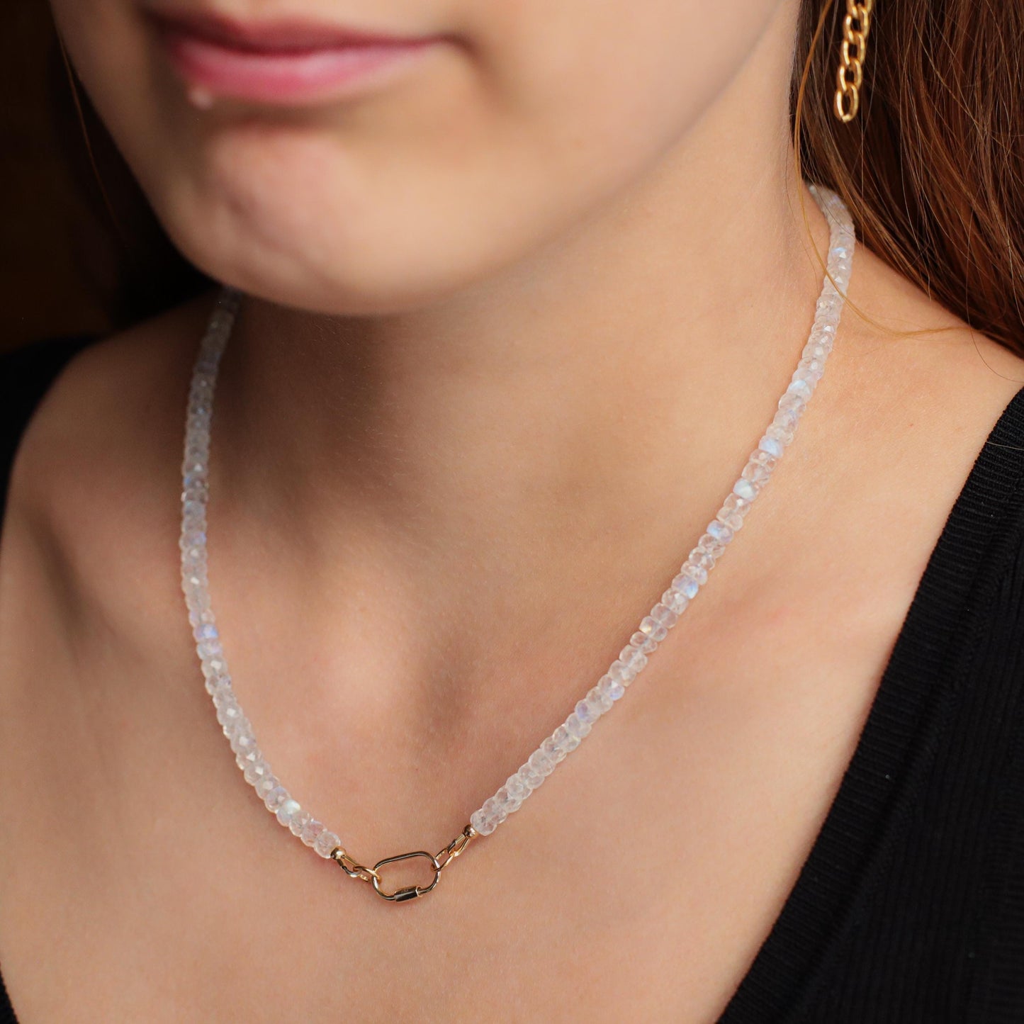 14K Rainbow Moonstone Carabiner