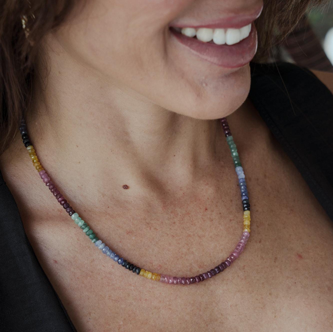 Mutlisapphire Sapphire necklace | Sapphire beaded Necklace [ENSP1055_DIP] Sapphire jewelry, Sapphire Beaded, AAA Quality Sapphire