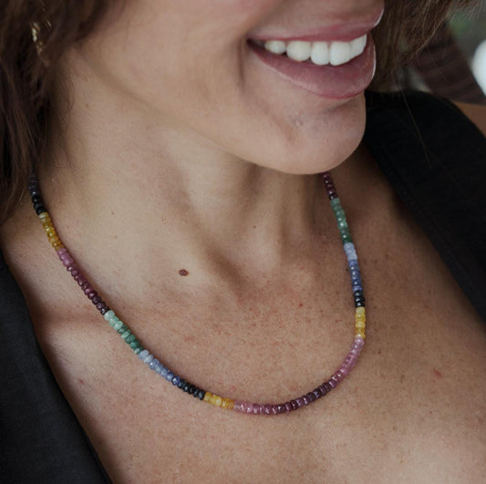 Mutlisapphire Sapphire necklace | Sapphire beaded Necklace [ENSP1055_DIP] Sapphire jewelry, Sapphire Beaded, AAA Quality Sapphire