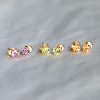 Citrine stud earrings - 14K