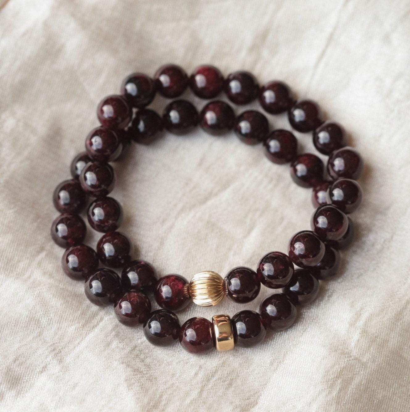 14K GOLD Garnet Bracelet 8mm - January Birthday Gift, Garnet 8mm bracelet [EBGM1576] Natural AAA Garnet Jewelry, Red Jewelry, Garnet