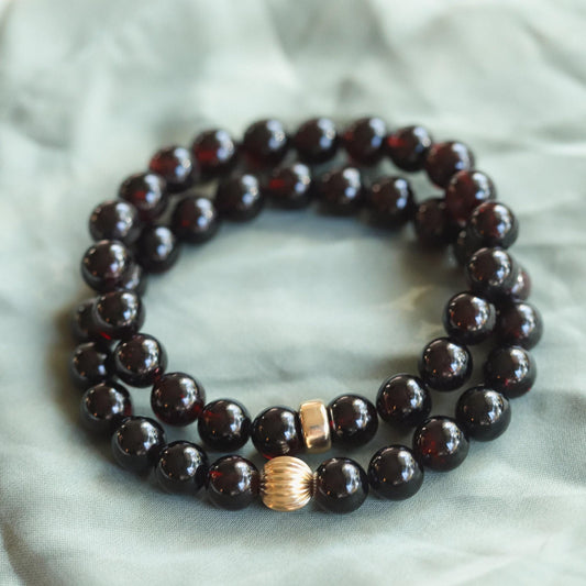 14K GOLD Garnet Bracelet 8mm - January Birthday Gift, Garnet 8mm bracelet [EBGM1576] Natural AAA Garnet Jewelry, Red Jewelry, Garnet