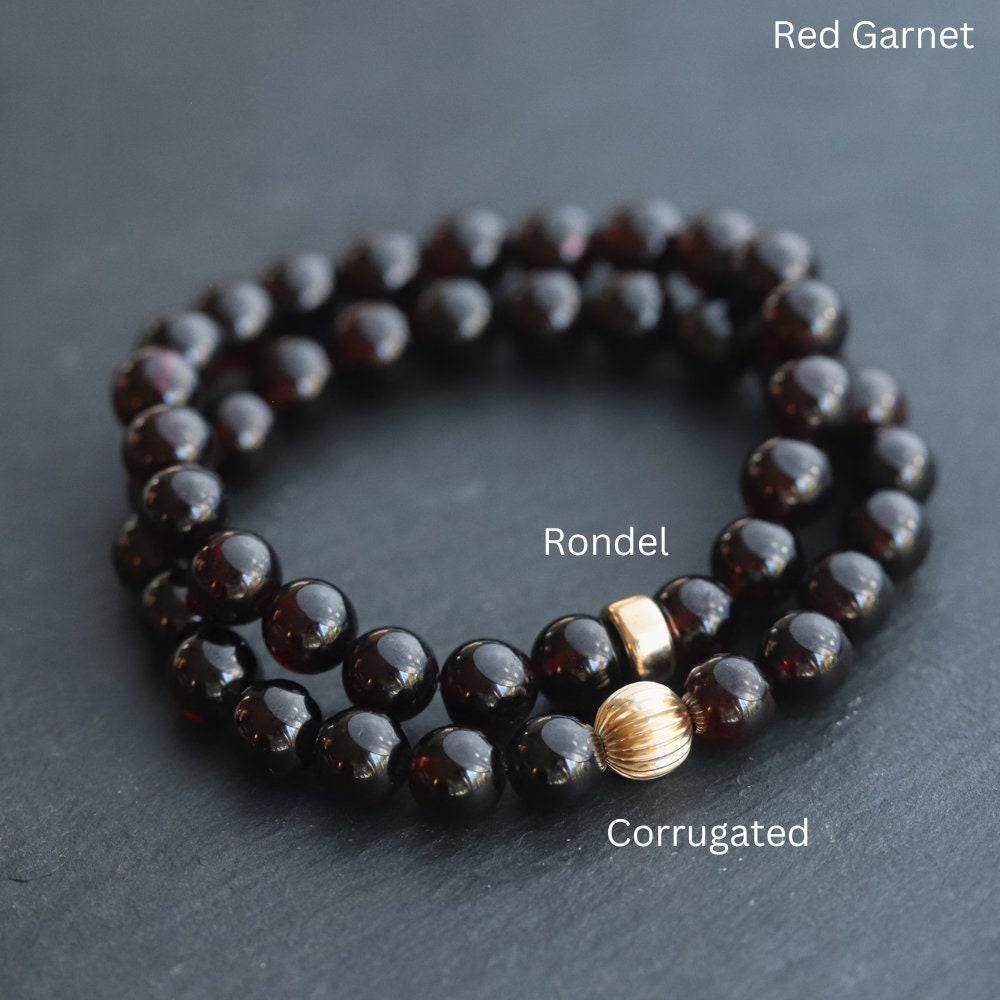 14K GOLD Garnet Bracelet 8mm - January Birthday Gift, Garnet 8mm bracelet [EBGM1576] Natural AAA Garnet Jewelry, Red Jewelry, Garnet