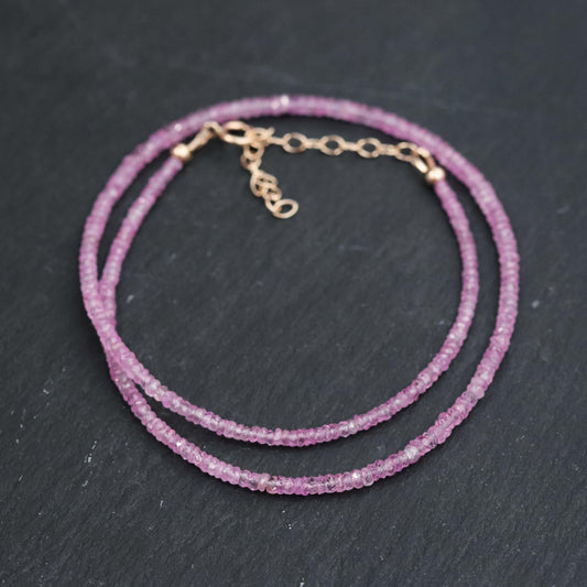 Pink Sapphire Necklace - 14K