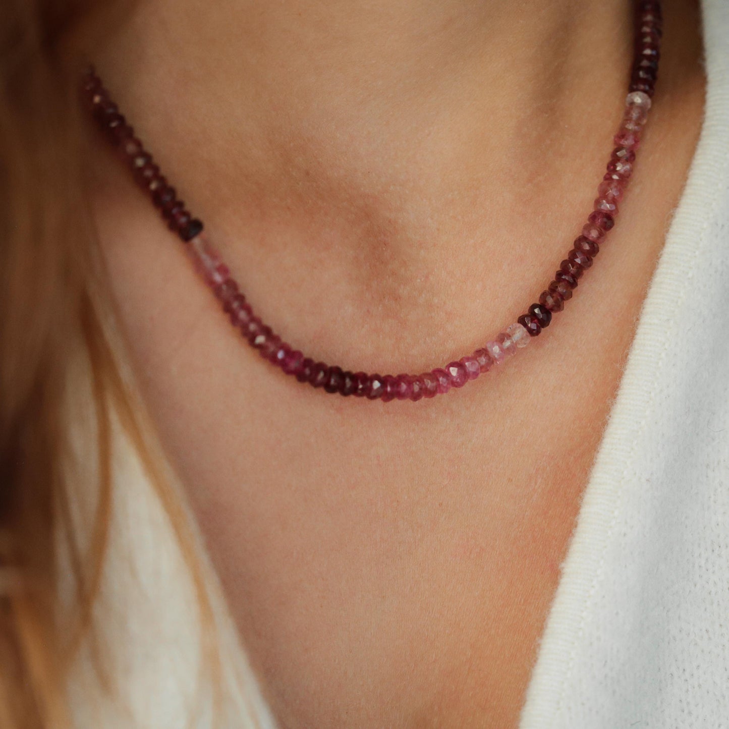 Pink Tourmaline Necklace, AAAA+ Pink Tourmaline necklace | [ENPM1121] Pink gemstone necklace, pink tourmaline necklace | tourmaline