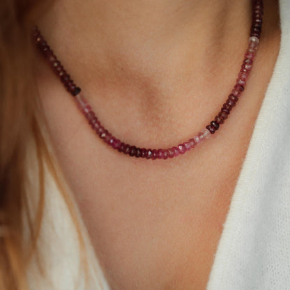 Pink Tourmaline Necklace, AAAA+ Pink Tourmaline necklace | [ENPM1121] Pink gemstone necklace, pink tourmaline necklace | tourmaline