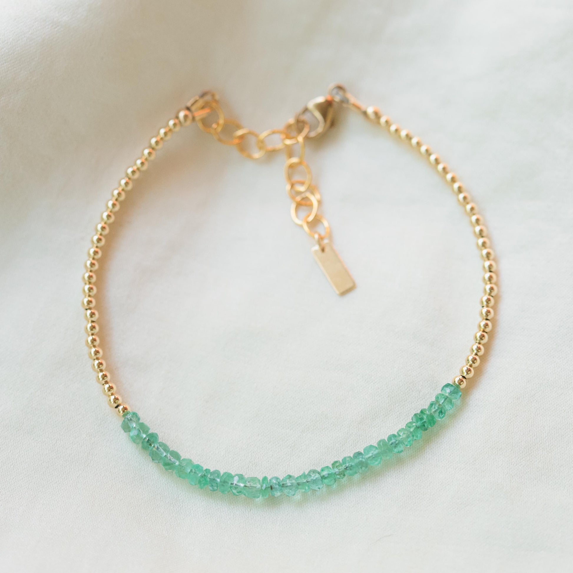 Zambian Emerald Bracelet - 14K gold filled