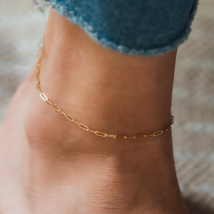 Set of TWO 14K gold filled anklets | ankle bracelet gold filled [EAGP1125] | paperclip anklet | gold chain anklet | gift for her