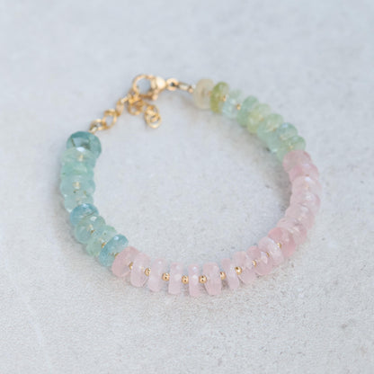 BUNDLE of 4 | AAAA+ Morganite Beryl | Morganite bracelet, [EBMP1130] high quality genuine morganite bracelet, delicate pink morganite