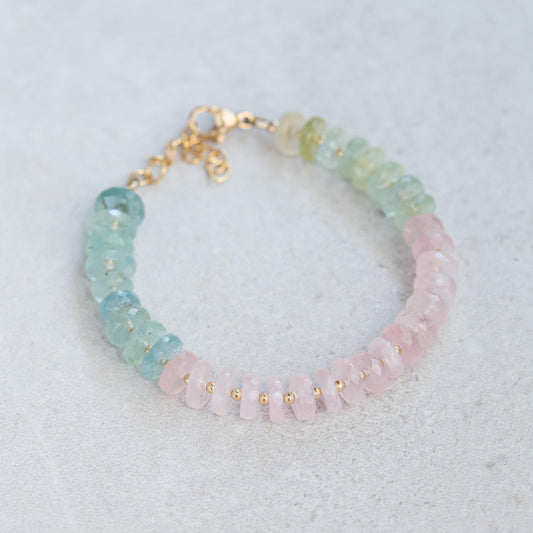 BUNDLE of 4 | AAAA+ Morganite Beryl | Morganite bracelet, [EBMP1130] high quality genuine morganite bracelet, delicate pink morganite