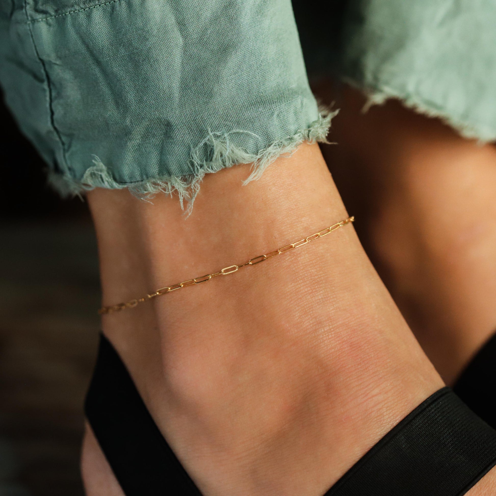 Set of TWO 14K gold filled anklets | ankle bracelet gold filled [EAGP1125] | paperclip anklet | gold chain anklet | gift for her