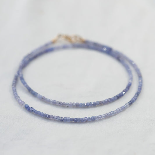 Tanzanite Cube Necklace - 14K