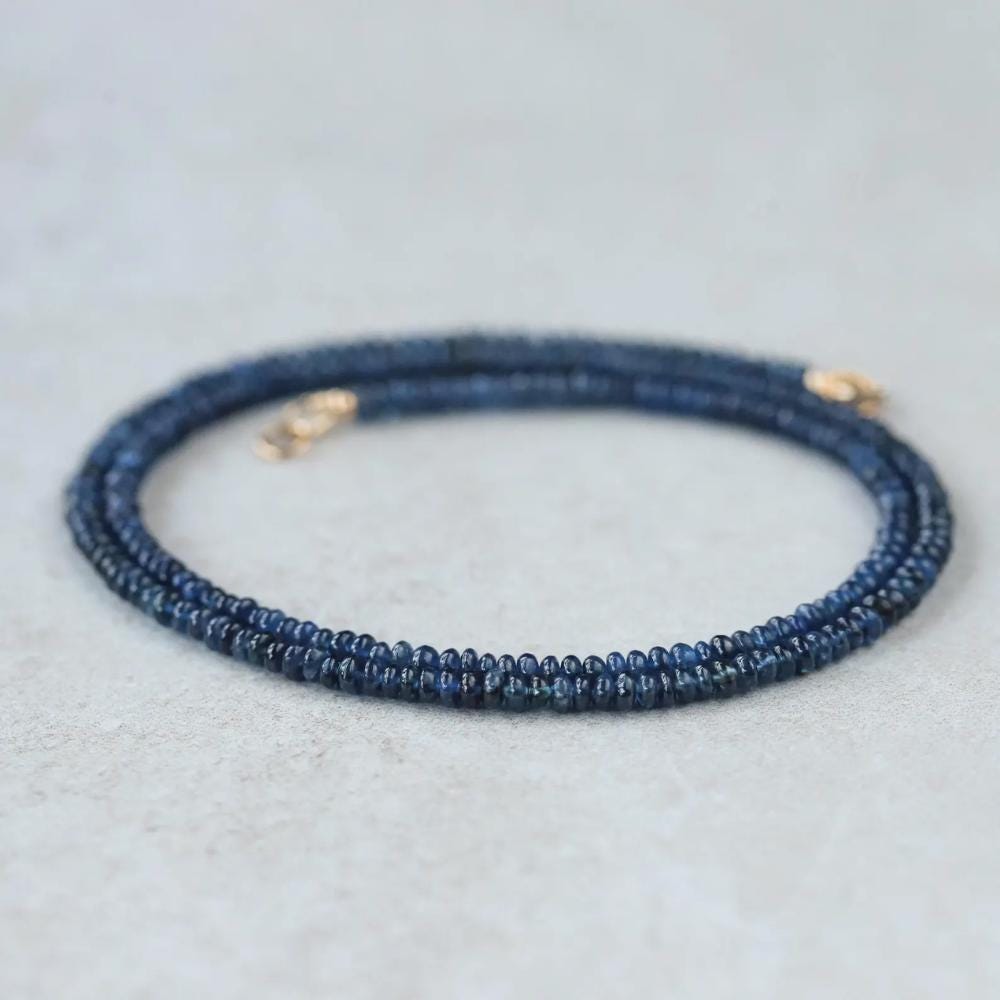 Blue Sapphire Necklace - Blue Sapphire Necklace - September Birthstone gift - Blue Sapphire Jewelry - blue sapphire beaded necklace