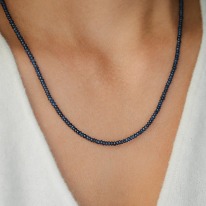 Blue Sapphire Necklace - Blue Sapphire Necklace - September Birthstone gift - Blue Sapphire Jewelry - blue sapphire beaded necklace