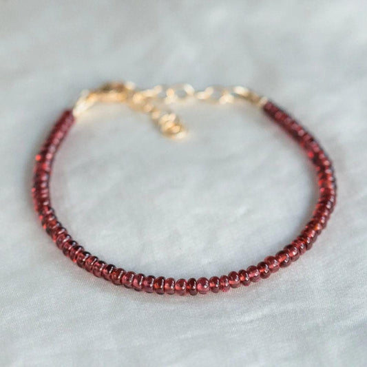 Garnet Bracelet, Delicate Garnet Rondel Stacking Bracelet, [EBGP1226_DIP] genuine garnet bracelets, Beads Garnet 4-5mm | gold garnet