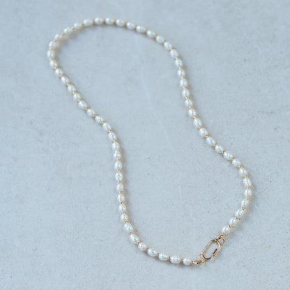 14K SOLID GOLD Freshwater Pearl necklace | Pearl necklace 14K gold | [ENFM1133] Boho freshwater pearl necklace | pearl necklace gold