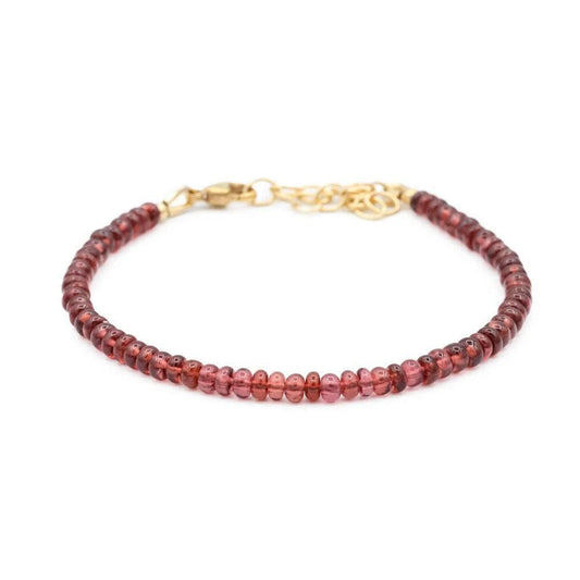 Garnet Bracelet, Delicate Garnet Rondel Stacking Bracelet, [EBGP1226_DIP] genuine garnet bracelets, Beads Garnet 4-5mm | gold garnet