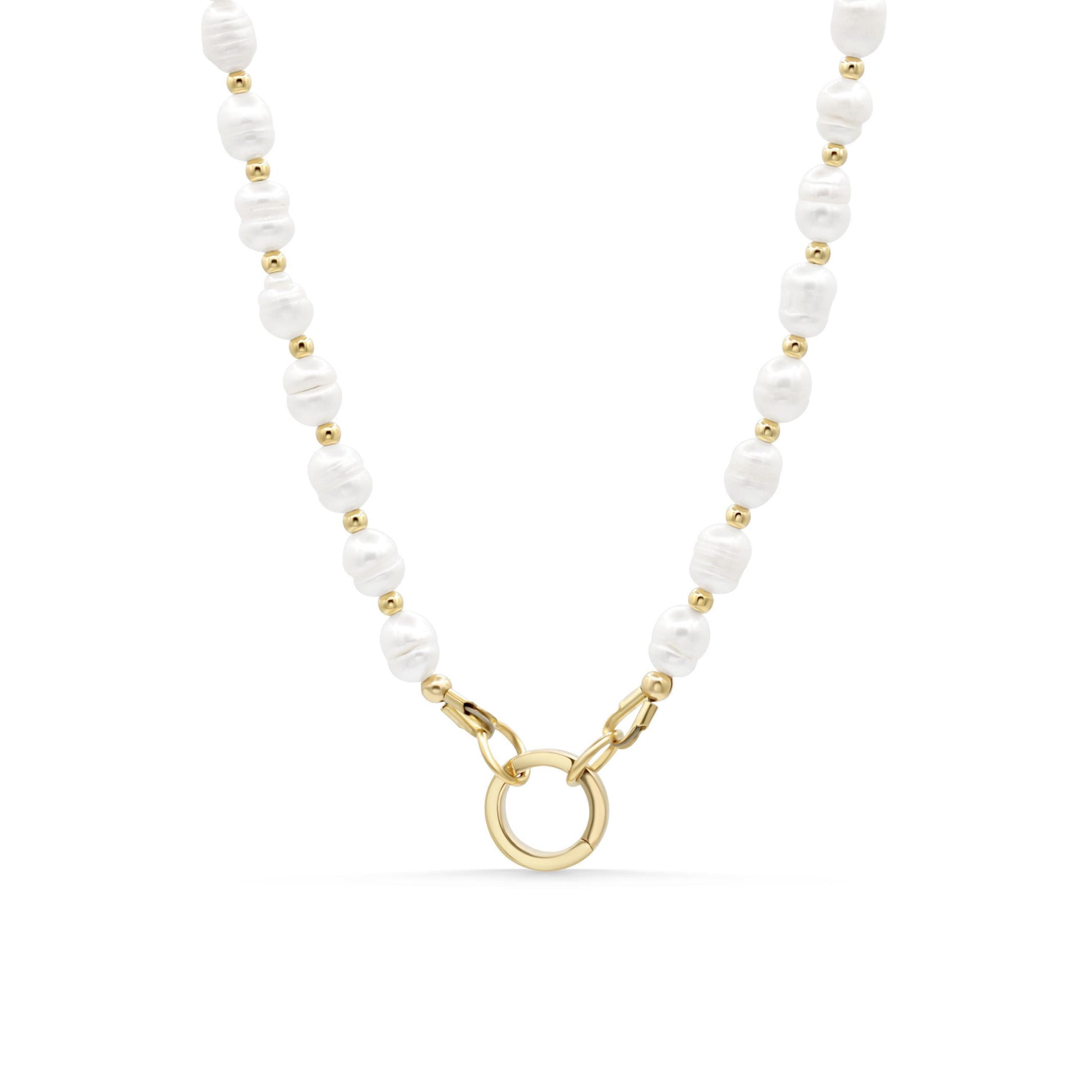 14K SOLID GOLD Freshwater Pearl necklace | Pearl necklace 14K gold | [ENFM1133] Boho freshwater pearl necklace | pearl necklace gold