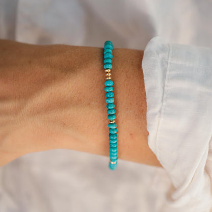 Genuine Turquoise beaded bracelet | Natural authentic turquoise | [EBTP1140] women's turquoise jewelry | Kingman turquoise 4mm | minimalist