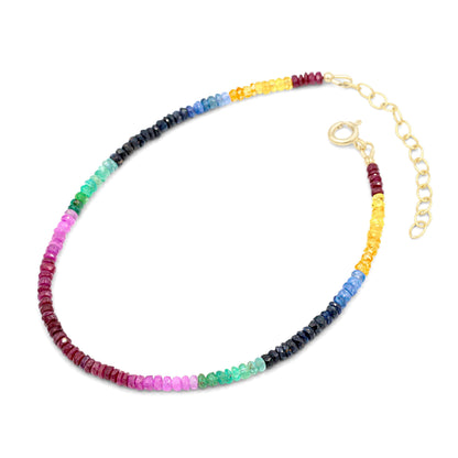 Multi Sapphire Anklet - 14K