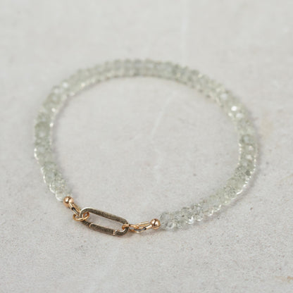 Green Amethyst Bracelet, beaded Green Amethyst bracelet, [EBGM1425] Green Amethyst beaded bracelet | 14k gold Prasiolite | February