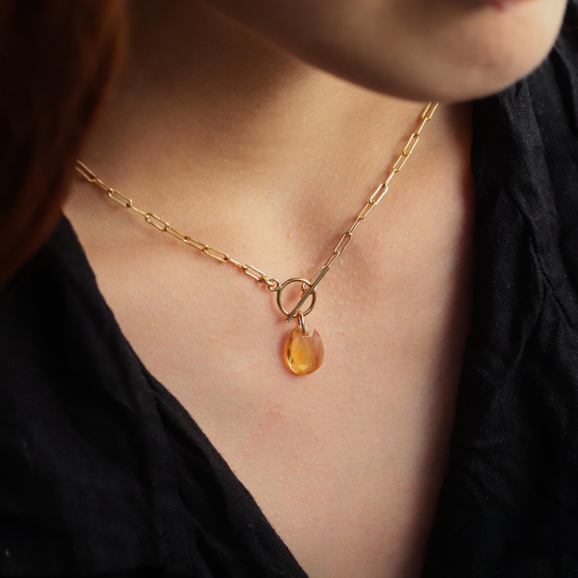 Citrine 14K gold filled necklace | Citrine necklace | gold Citrine necklace, [ENGM1593] Citrine Jewelry, Citrine, genuine citrine *BSS