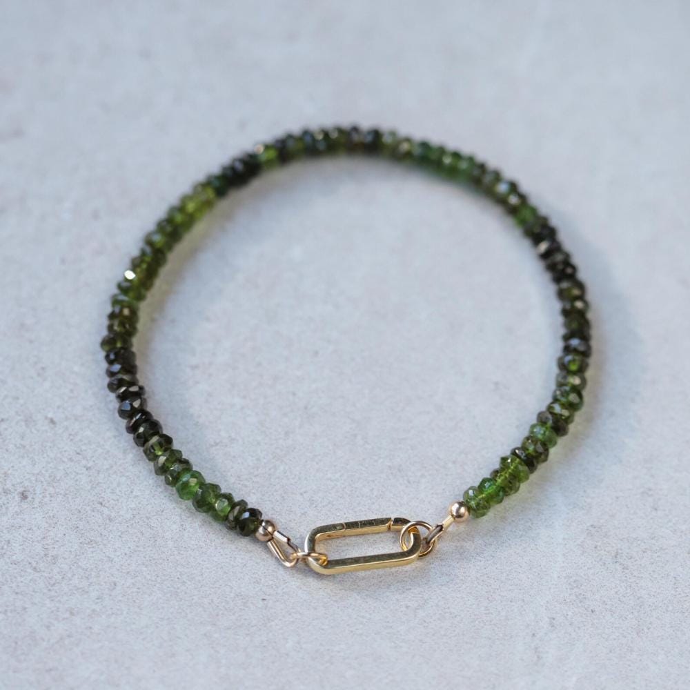 14K gold fill Green Tourmaline 3mm | Tourmaline Bracelet | green tourmaline | Faceted tourmaline green stones | dainty green tourmaline