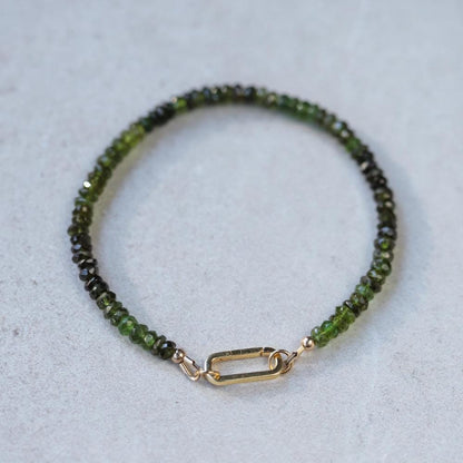 14K gold fill Green Tourmaline 3mm | Tourmaline Bracelet | green tourmaline | Faceted tourmaline green stones | dainty green tourmaline