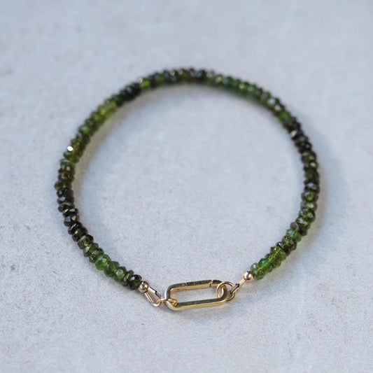 14K gold fill Green Tourmaline 3mm | Tourmaline Bracelet | green tourmaline | Faceted tourmaline green stones | dainty green tourmaline