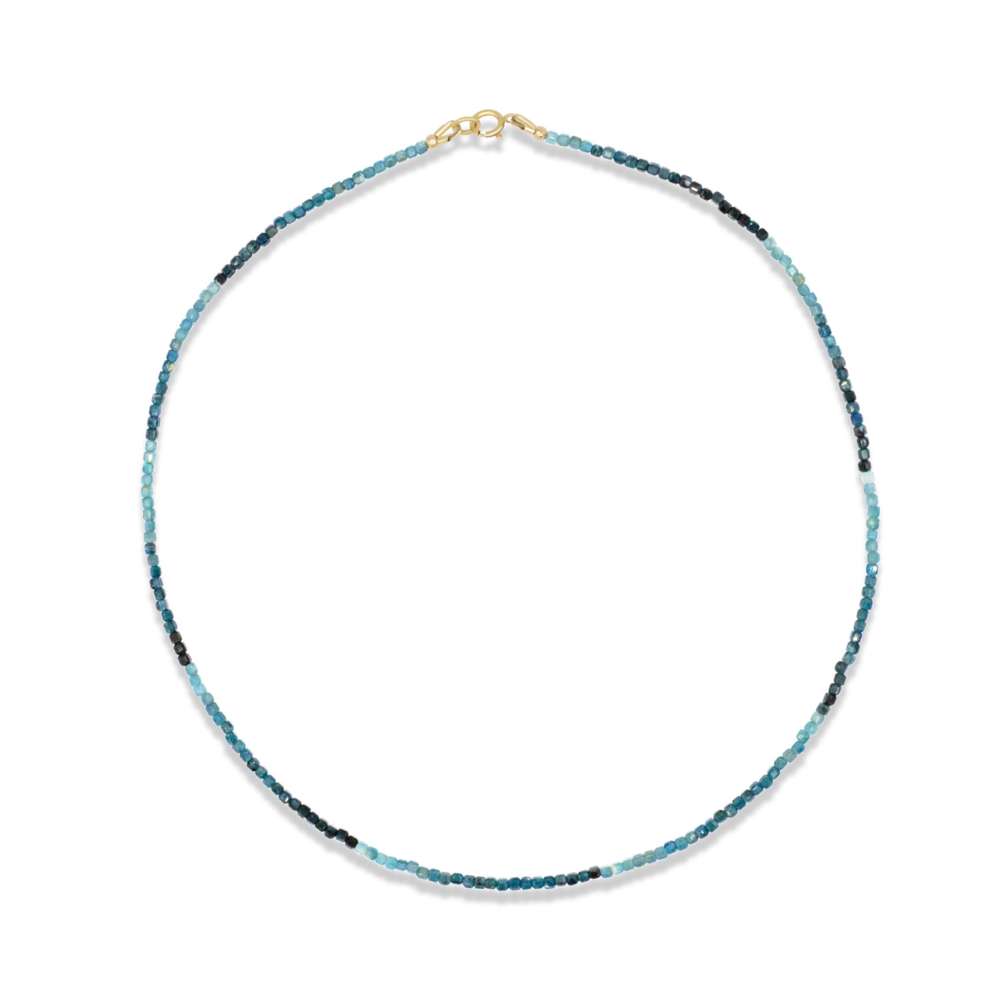 Grandidierite Cube Necklace - 14K