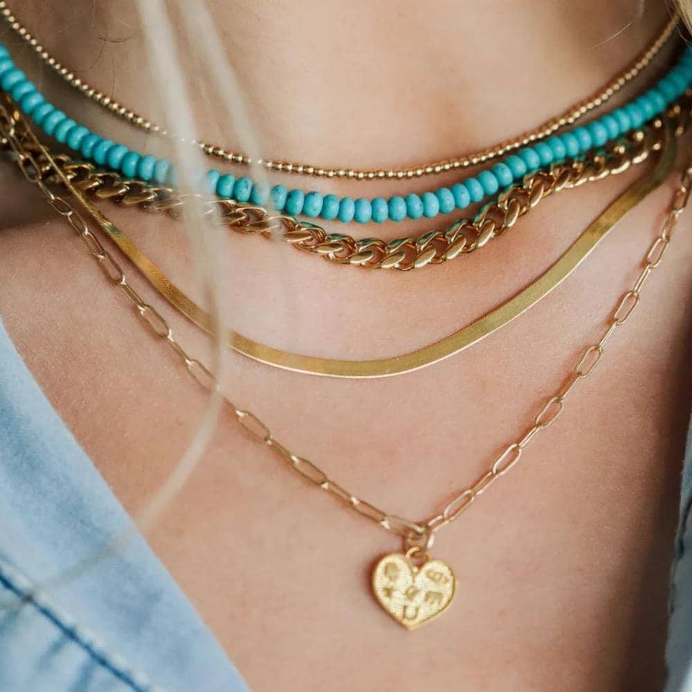Kingman Turquoise Beaded Necklace - 14K Gold Filled