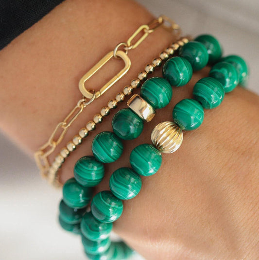 Malachite Bracelet 8mm - 14K