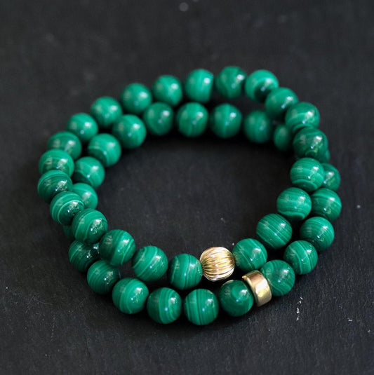 Malachite Bracelet 8mm - 14K