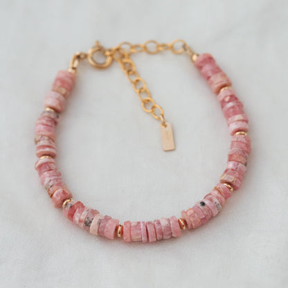 Unique heishi Rhodochrosite | Women's Rhodochrosite, [EBRP1647] Rhodochrosite Beaded Bracelet Women's genuine bracelet | Rhodochrosite