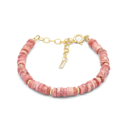 Unique heishi Rhodochrosite | Women's Rhodochrosite, [EBRP1647] Rhodochrosite Beaded Bracelet Women's genuine bracelet | Rhodochrosite