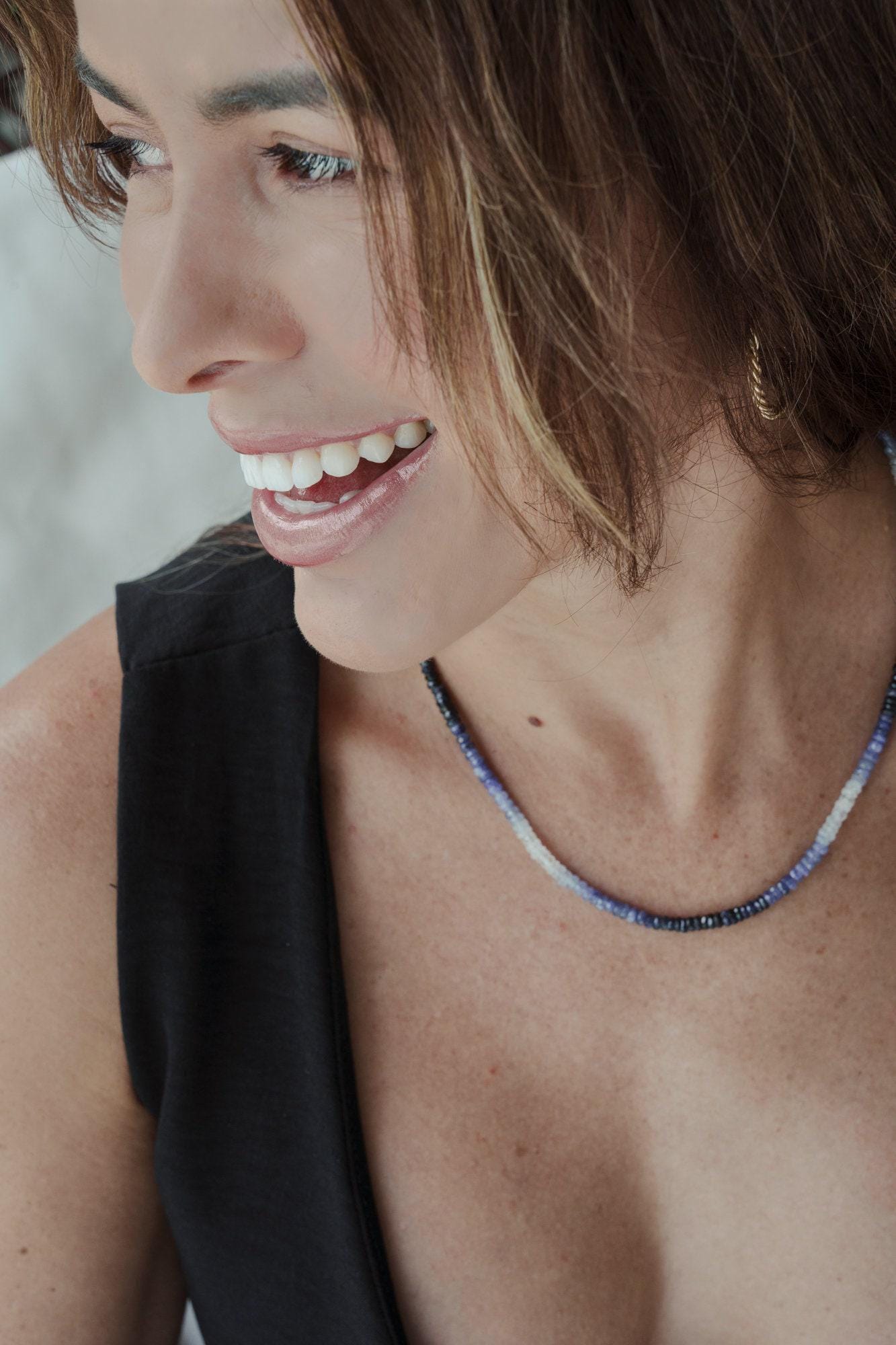 Eternal Ocean Blue Sapphire Necklace | Genuine Natural Sapphire | 18" Gold Filled | Interchangeable Charm Necklace