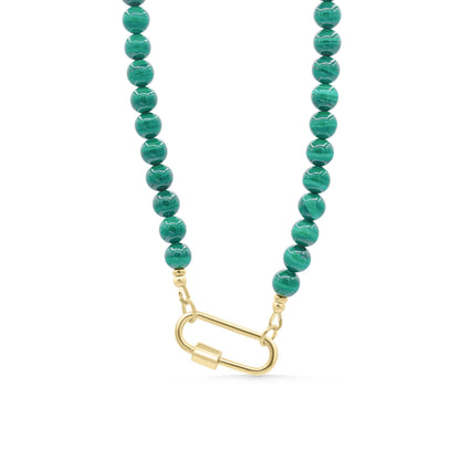 Malachite carabiner necklace 6mm