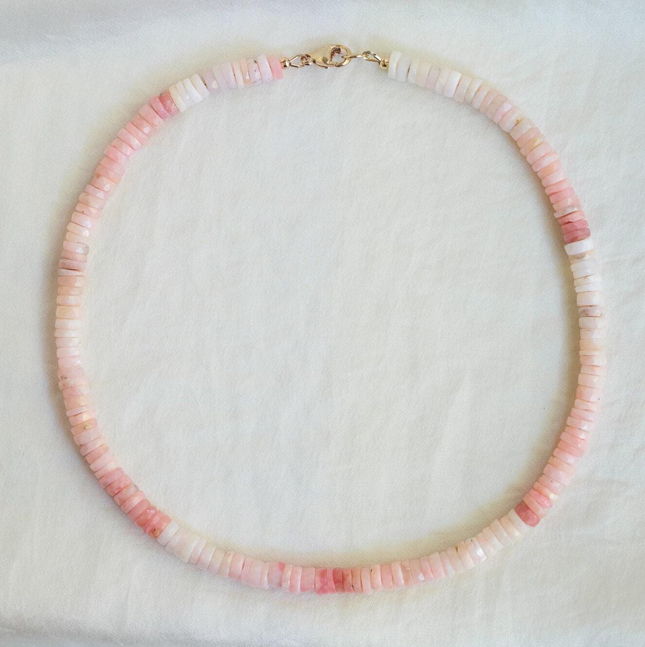 STACK of 3 | Pink opal necklace | Pink Beaded opal Necklace | peruvian pink opal necklace [STACKS] | beaded pink opal jewelry | pink opal